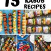 Pinterest graphic with text overlay reading "15 Grilled Kabob Recipes"