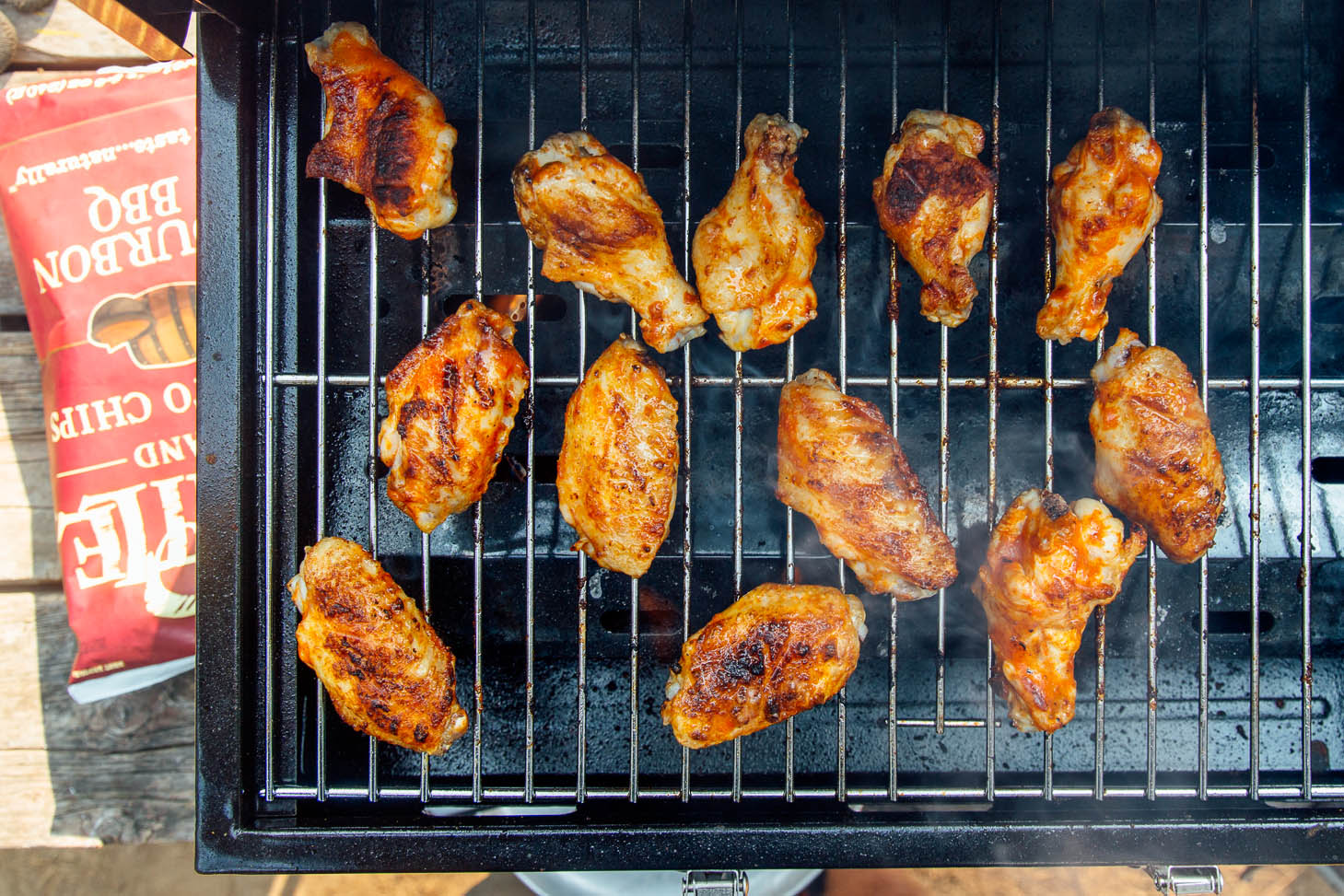 Chicken wings on a tabletop grill