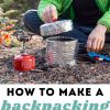 Pinterest graphic with text overlay reading "How to make a backpacking pot cozy to save fuel on the trail"