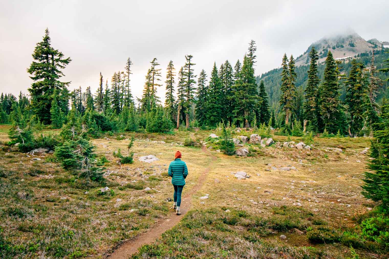 Megan hiking on the Russell Lake Trail