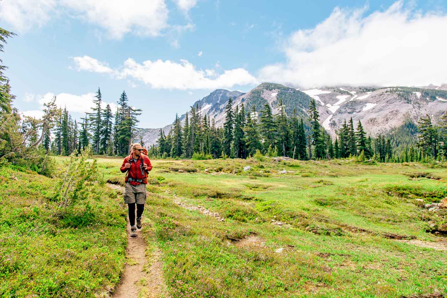 Michael hiking on the Russell Lake Trail