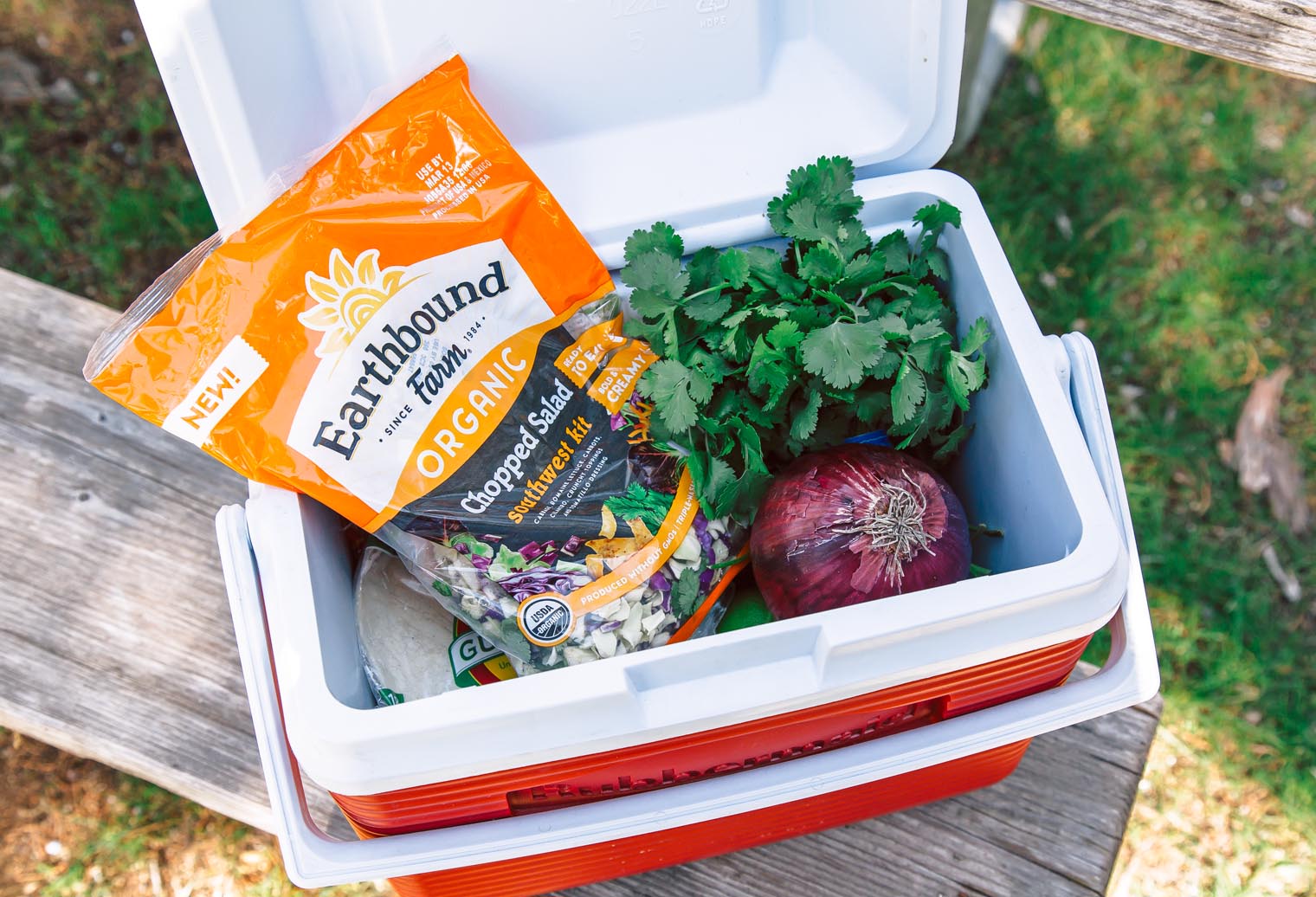 Salad ingredients in a cooler