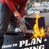 Pinterest graphic with text overlay reading "How to plan a camping trip and 10 last minute meal ideas"