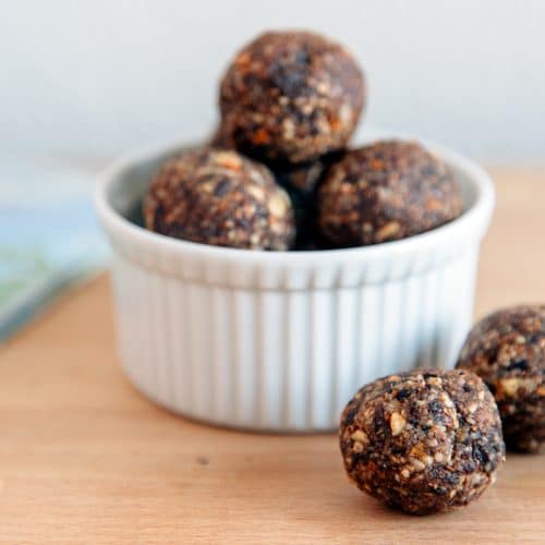 Chocolate Cherry Energy Bites in a bowl