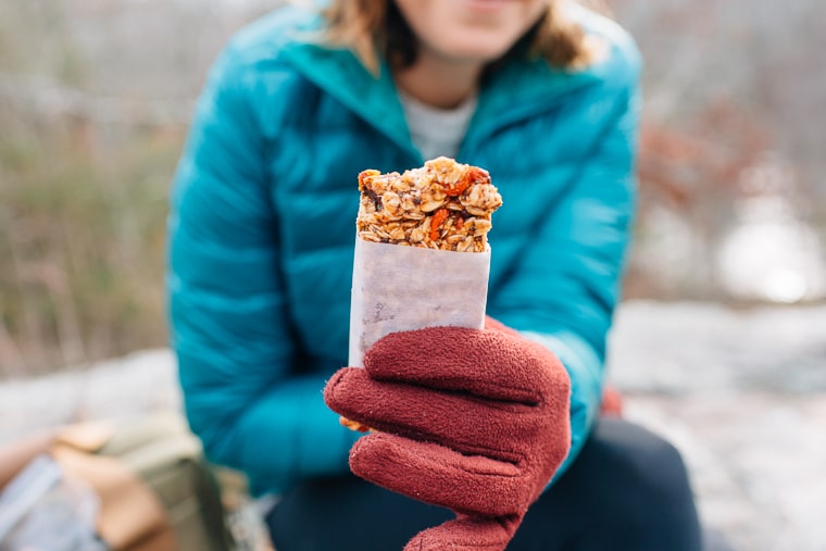 Megan holding a homemade granola bar