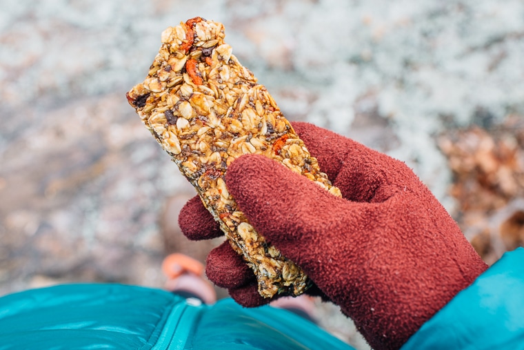 Megan holding a homemade granola bar