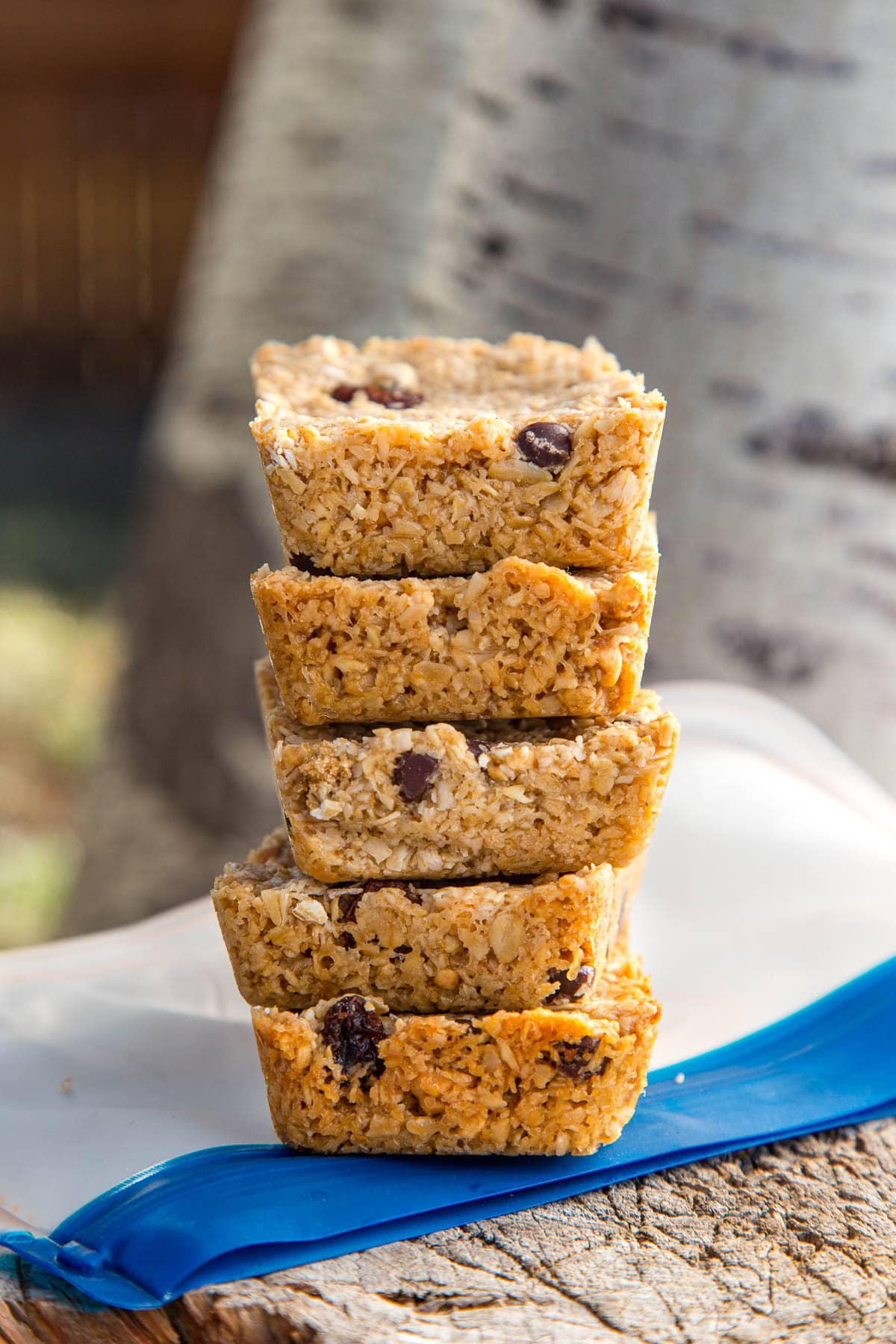 Five granola bars stacked.