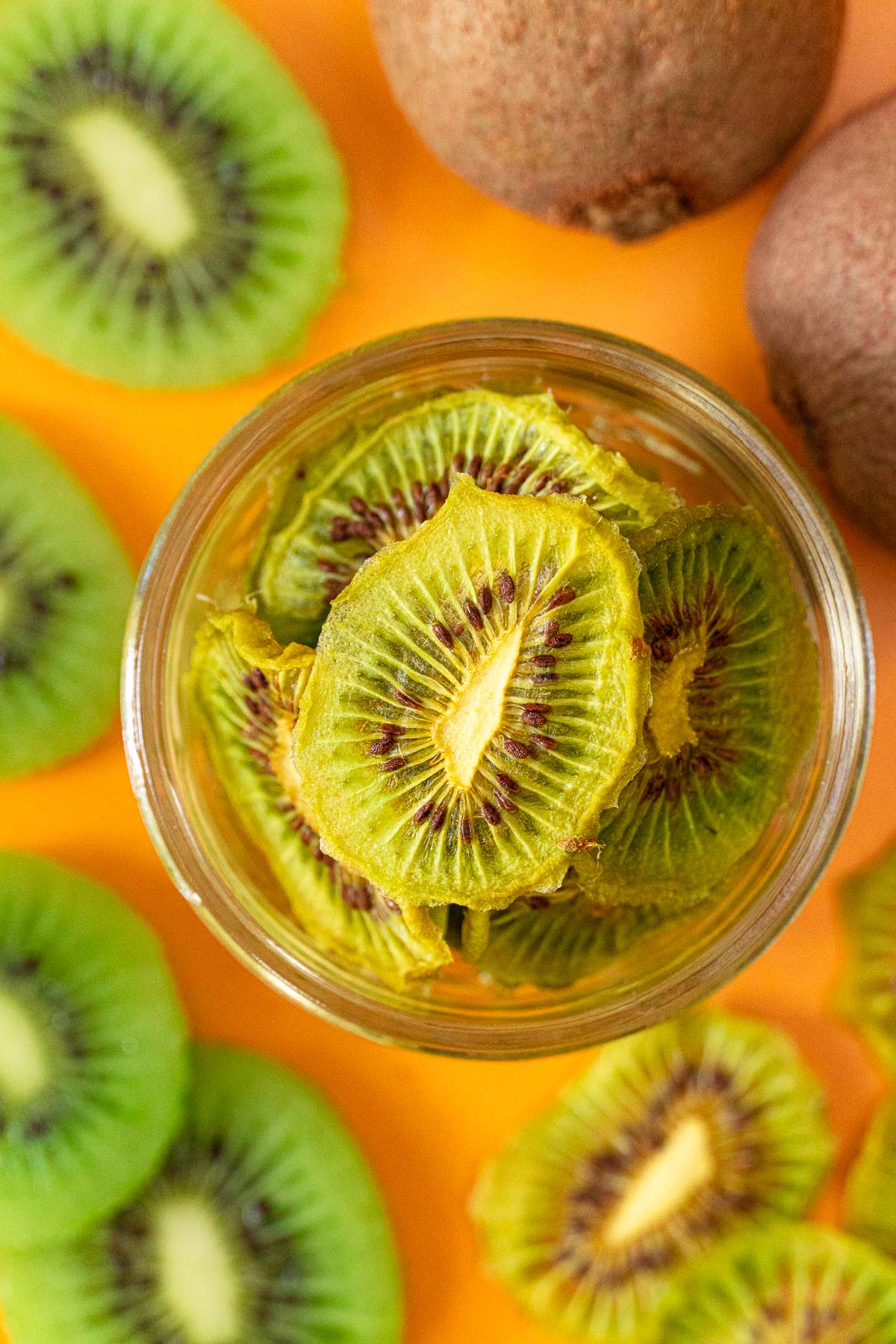 Dried kiwis in a jar