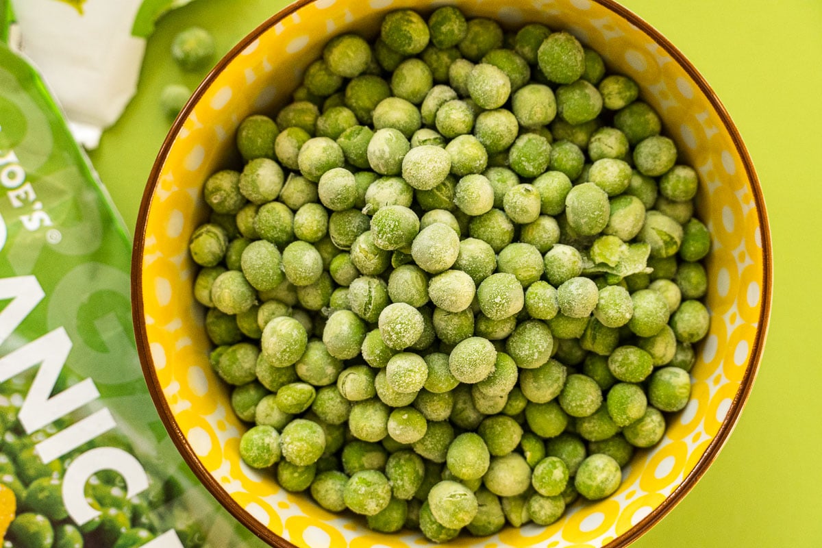 Frozen peas in a bowl