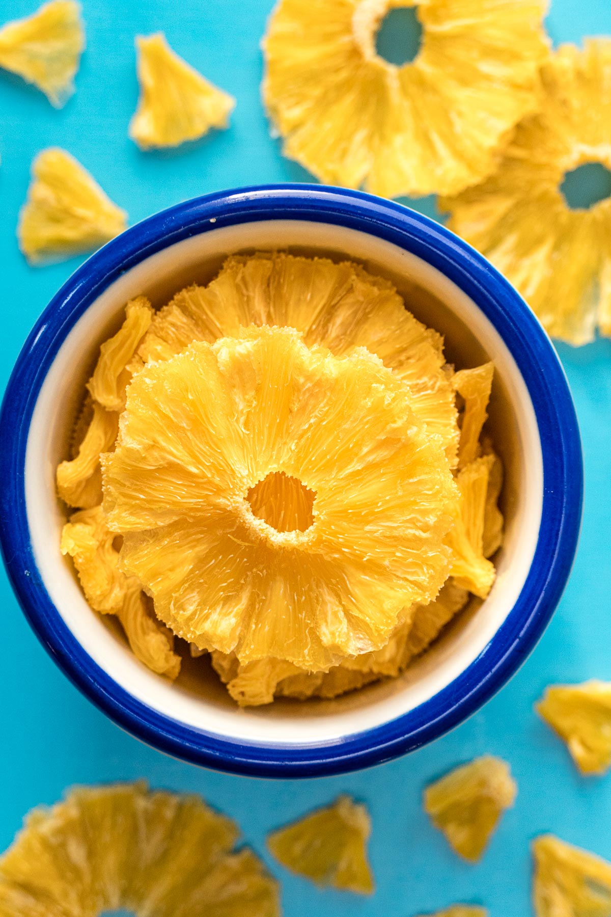 Dehydrated pineapple in a dish