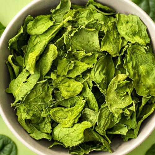 Dried spinach in a bowl