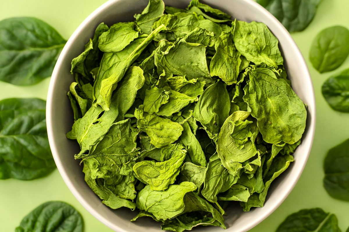 Dried spinach in a bowl