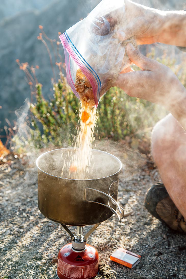 A super simple homemade backpacking meal. Takes less than 5 minutes to cook on the trail and is full of protein AND flavor!