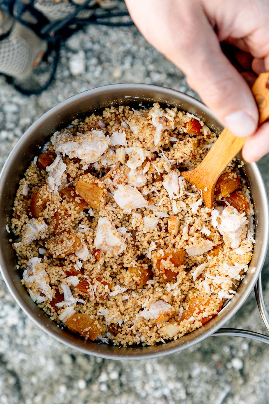 Maroc in chicken couscous in a backpacking pot