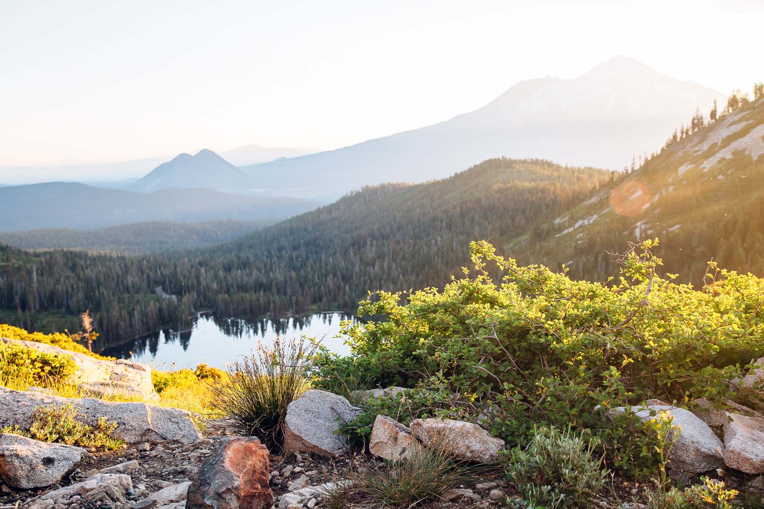 Sunrise view of Mt. Shasta from Heart Lake