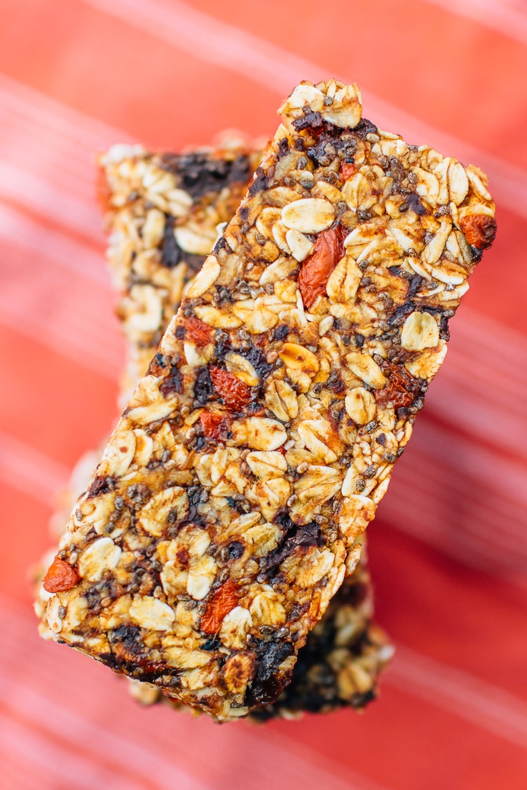 A stack of homemade granola bars