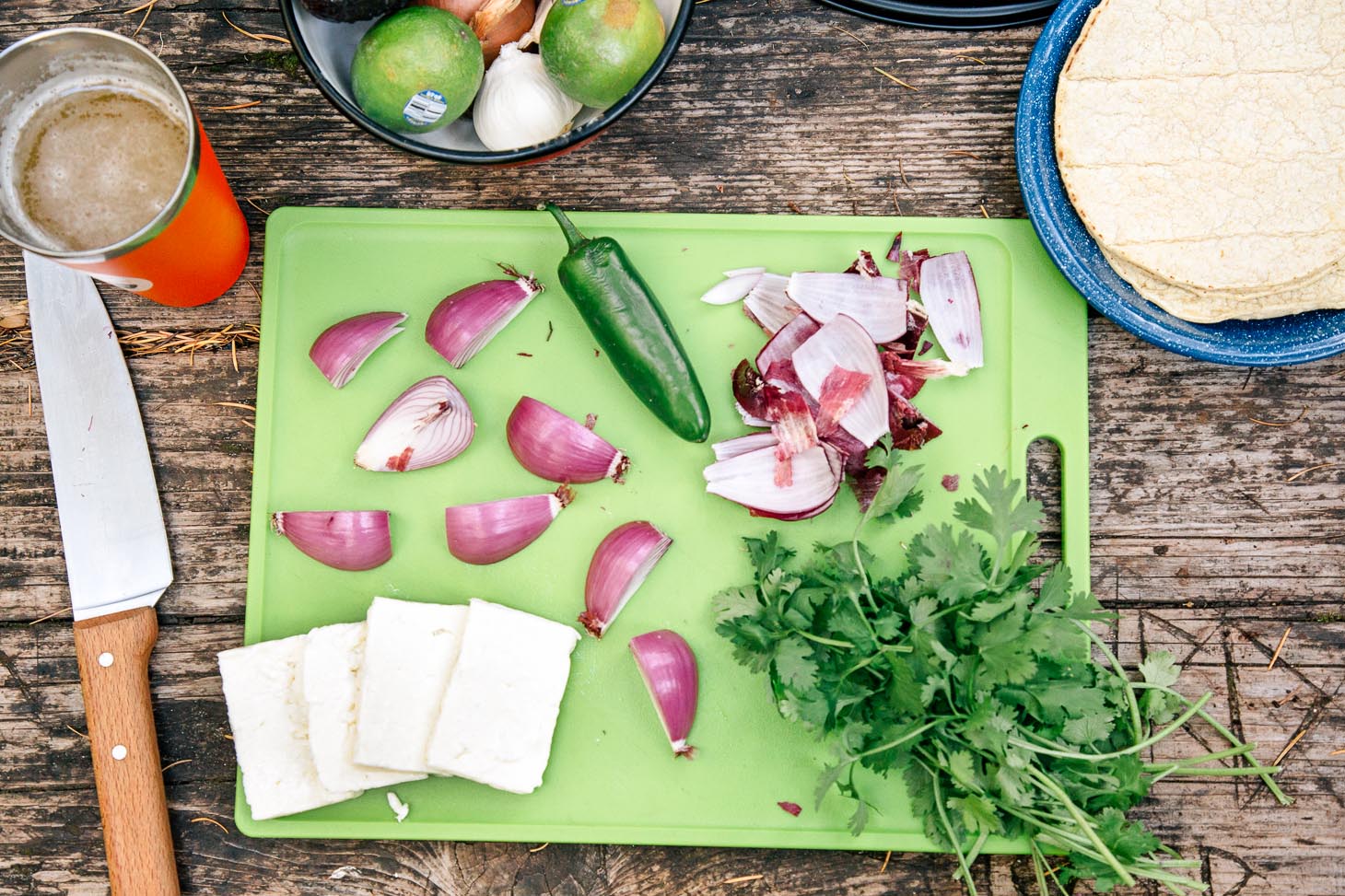 Ingredients for grilled halloumi tacos