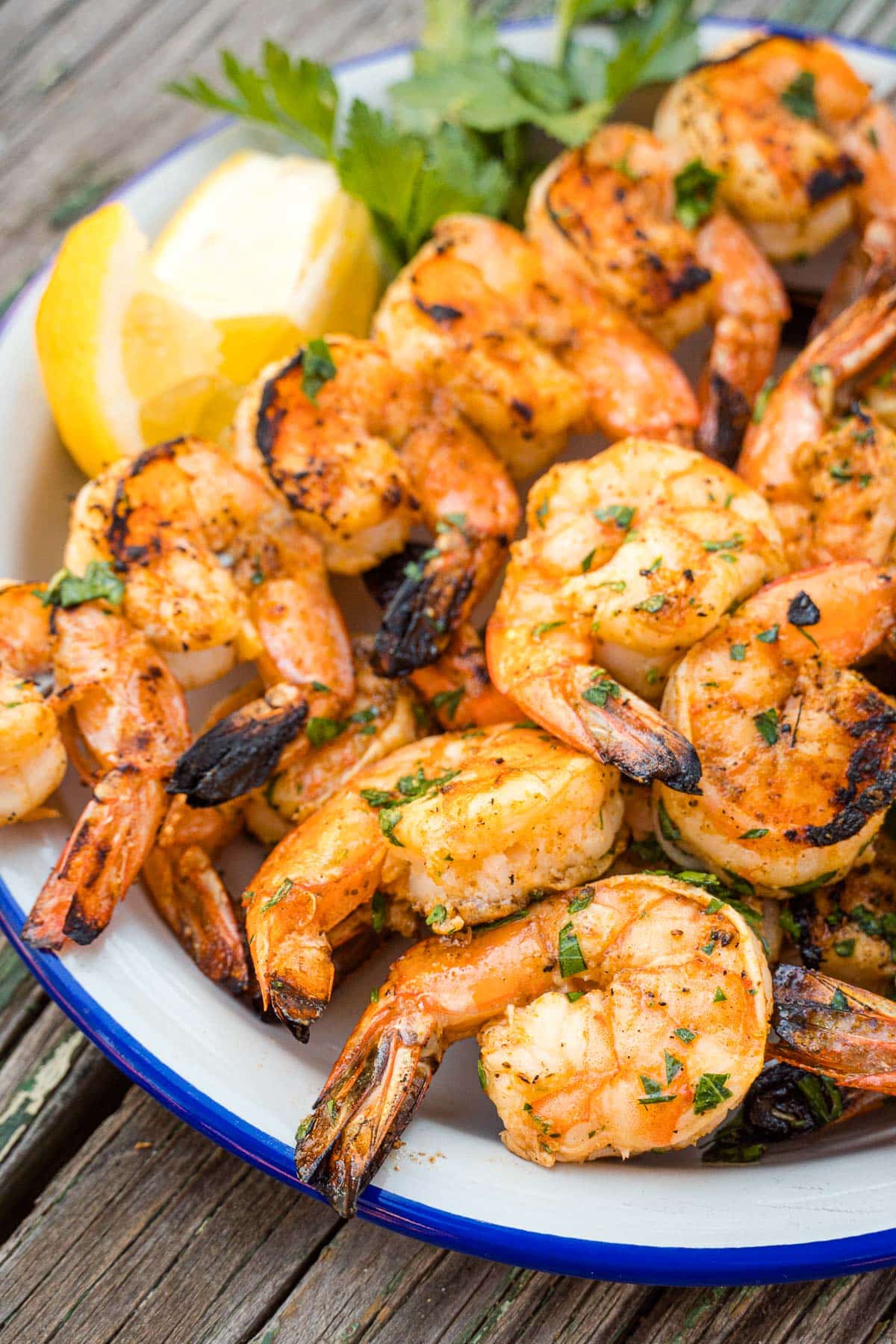 Grilled shrimp on a plate