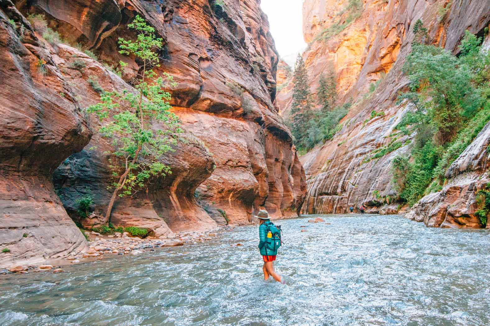 Megan crossing the river in the Narrows