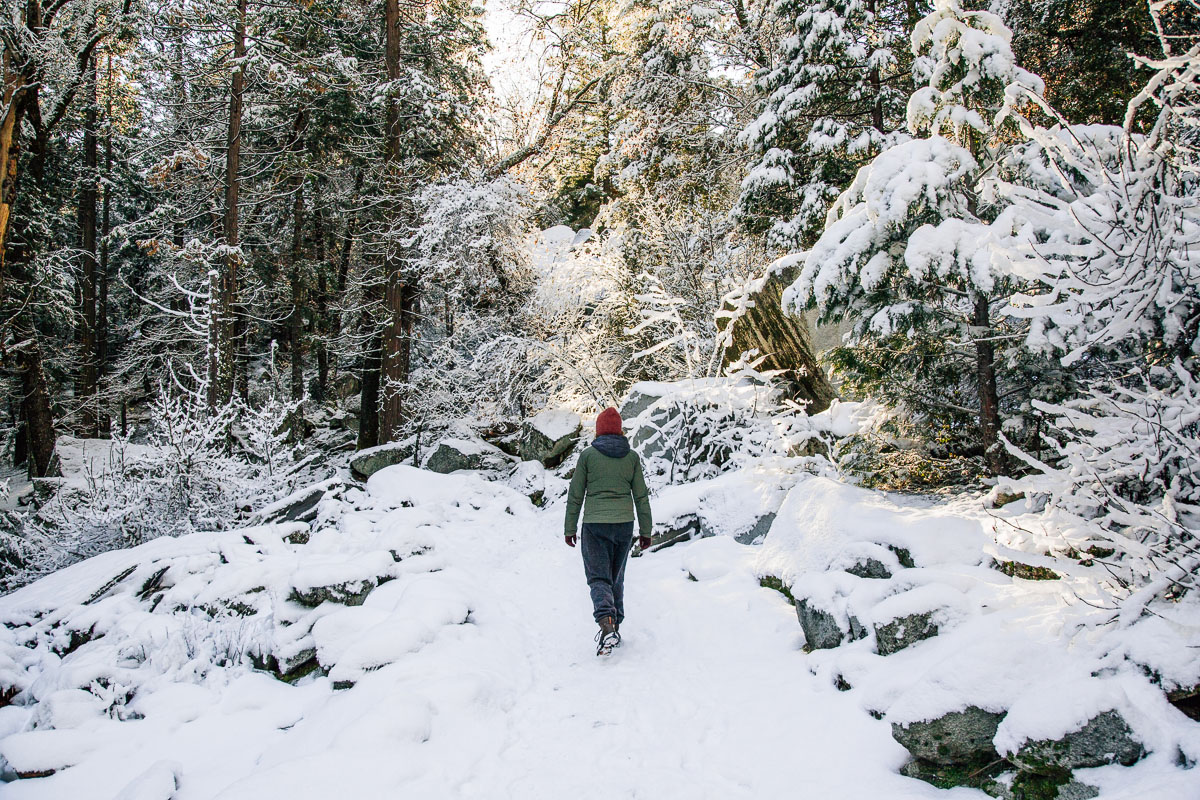 Megan hiking in the snow