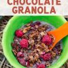 Pinterest graphic with text overlay reading "Homemade Chocolate Granola"