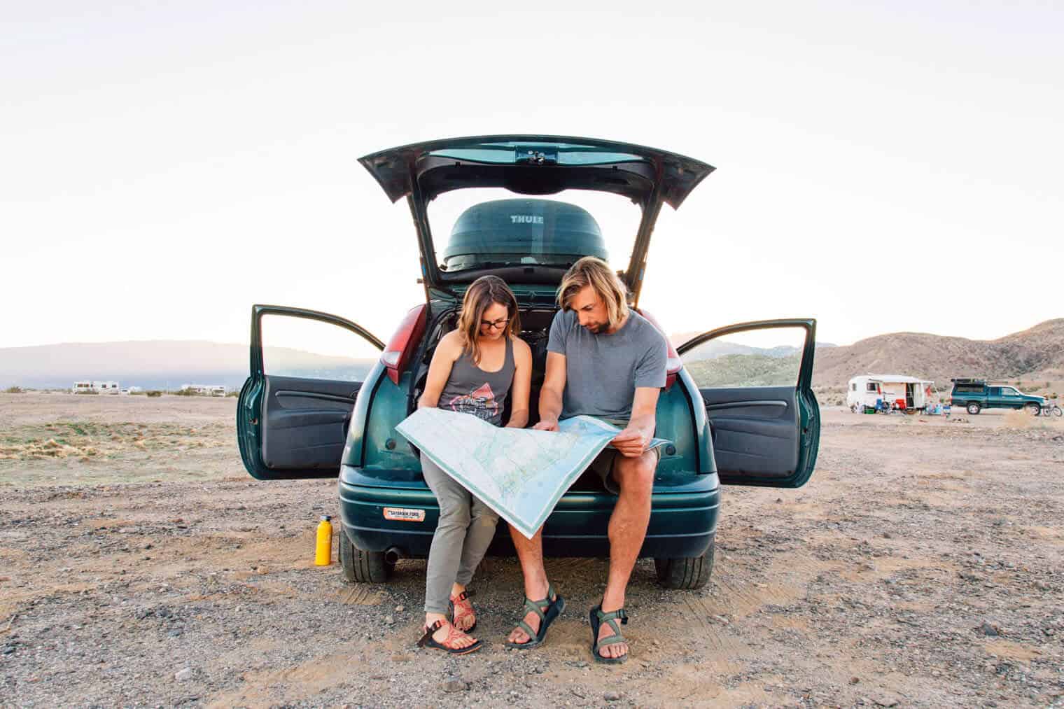 Couple reading a map