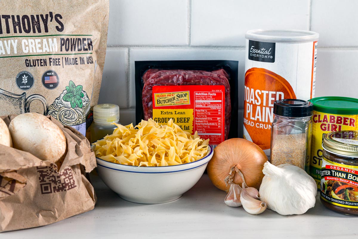 Ingredients for beef stroganoff