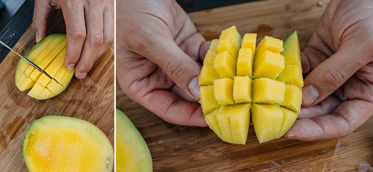 Michael slicing a mango