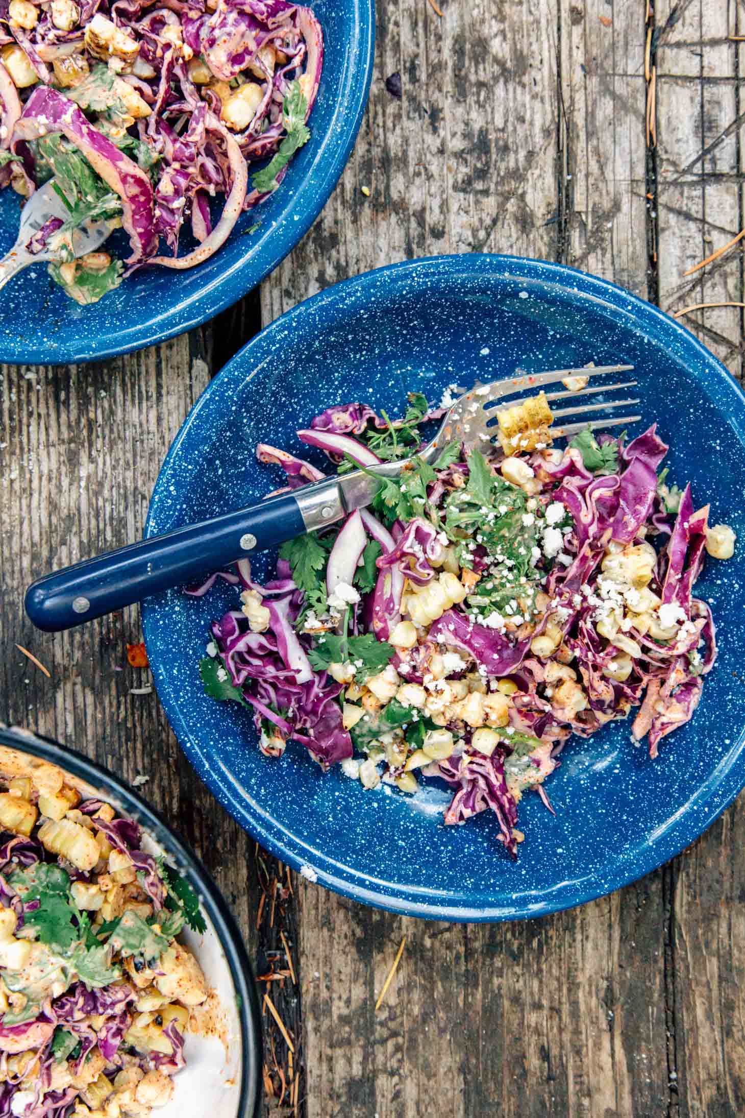 A fun take on Mexican street corn, this grilled esquites recipe (Mexican coleslaw) is a great side to serve with dinner while camping!