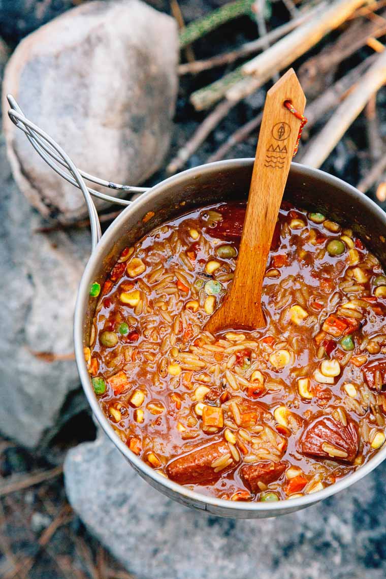 A pot of jambalaya with orzo