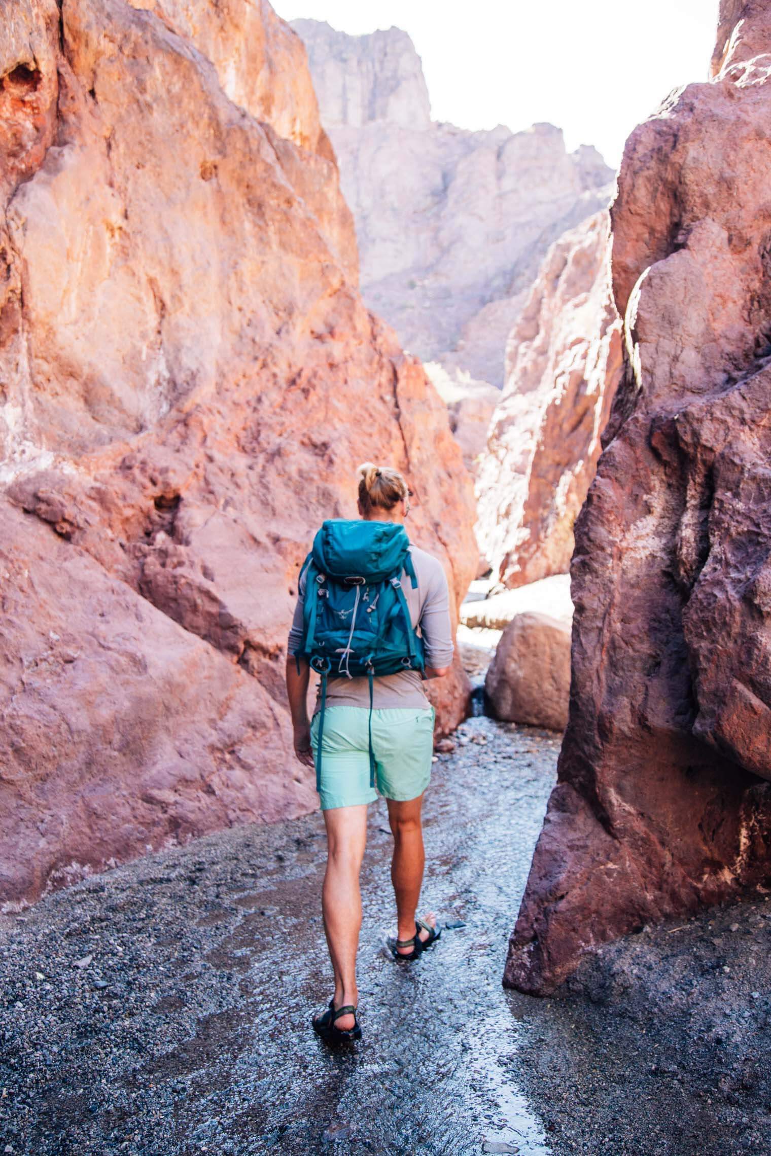 Michael hiking in a slot canyon