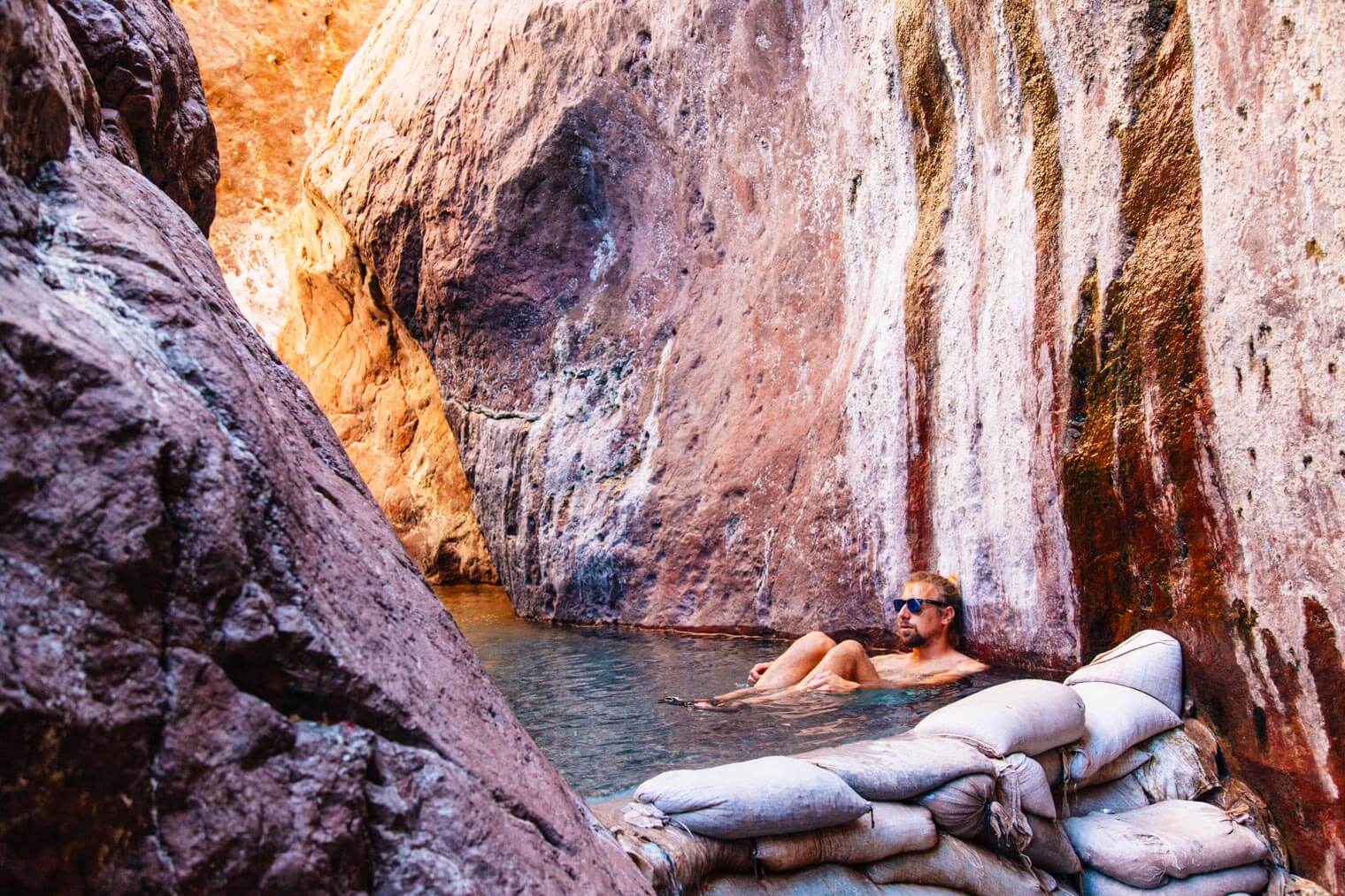 Michael relaxing in Arizona hot springs