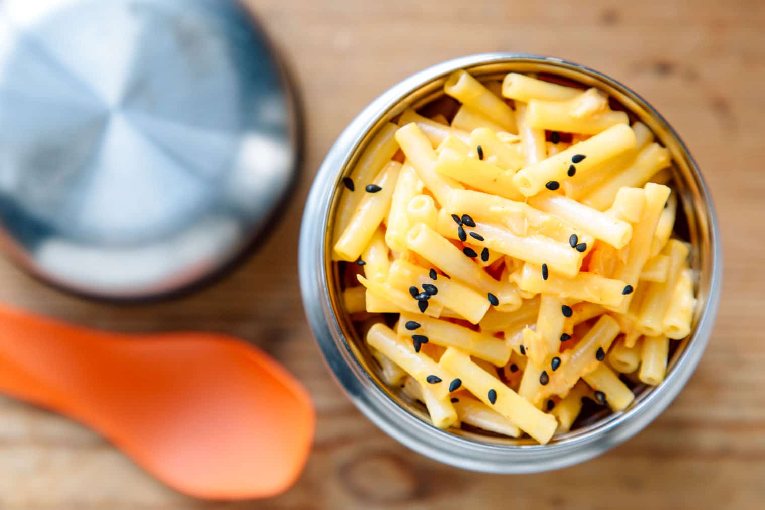 Tuna mac & cheese in an insulated food jar