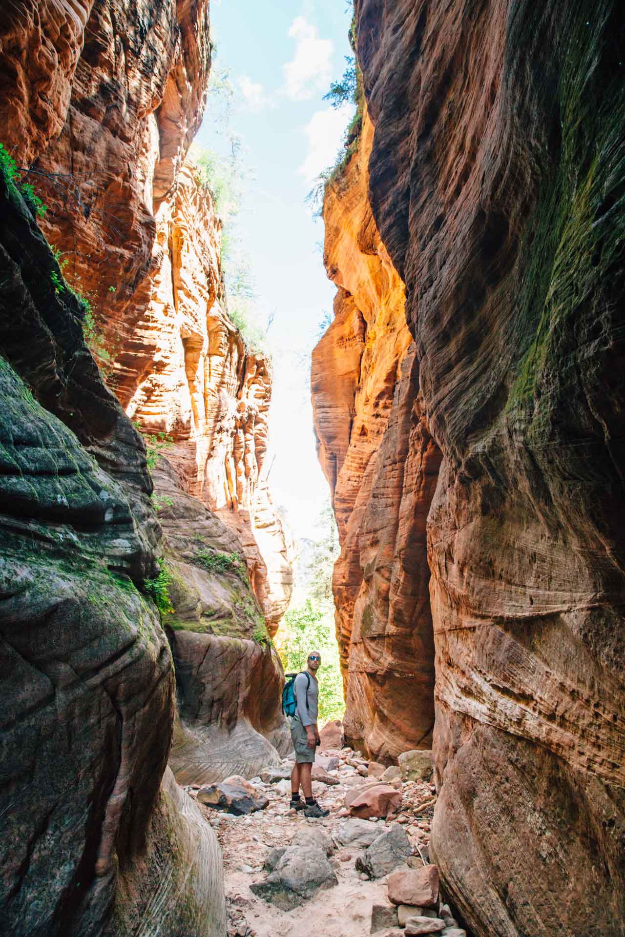 Michael looking up at the walls of hidden Canyon