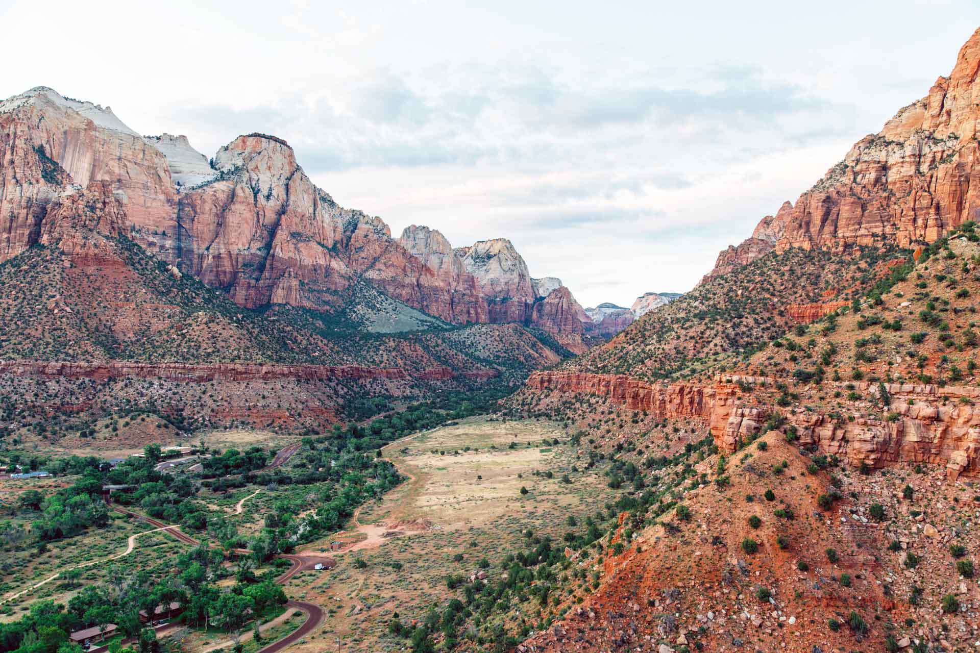 The view of Zion Canyon from the watchmen trail