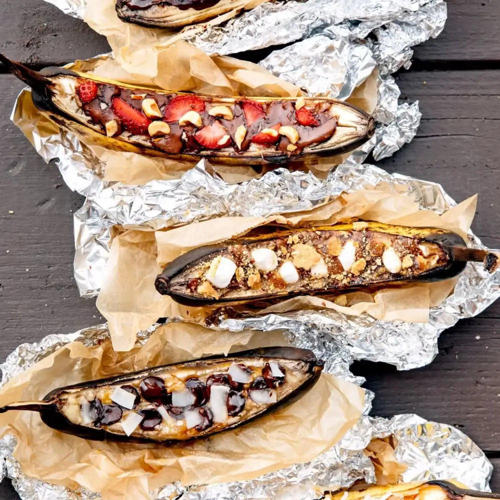 Three banana boats in foil