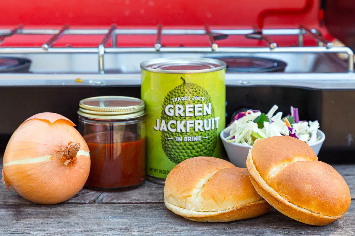 Ingredients to make bbq jackfruit sandwiches