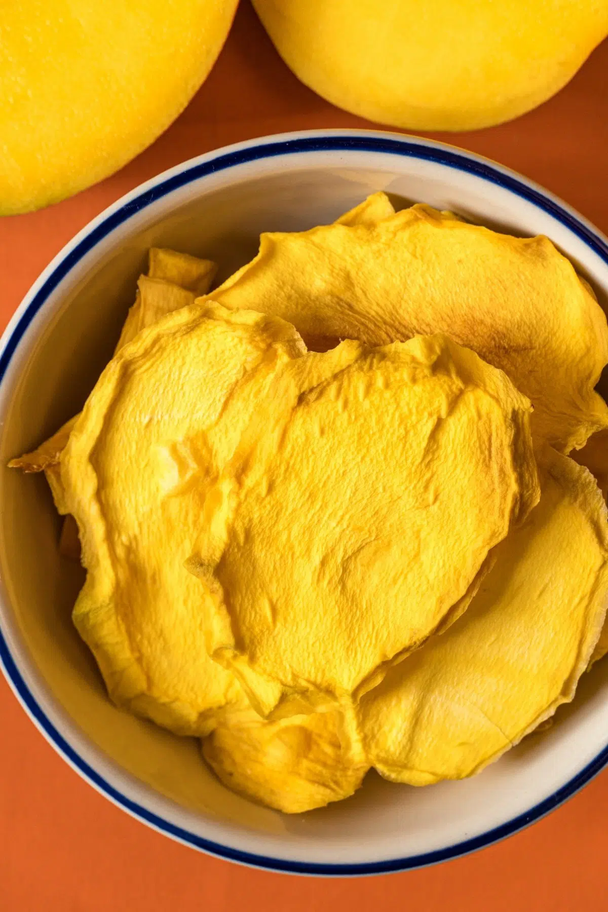 Dried mango slices in a bowl