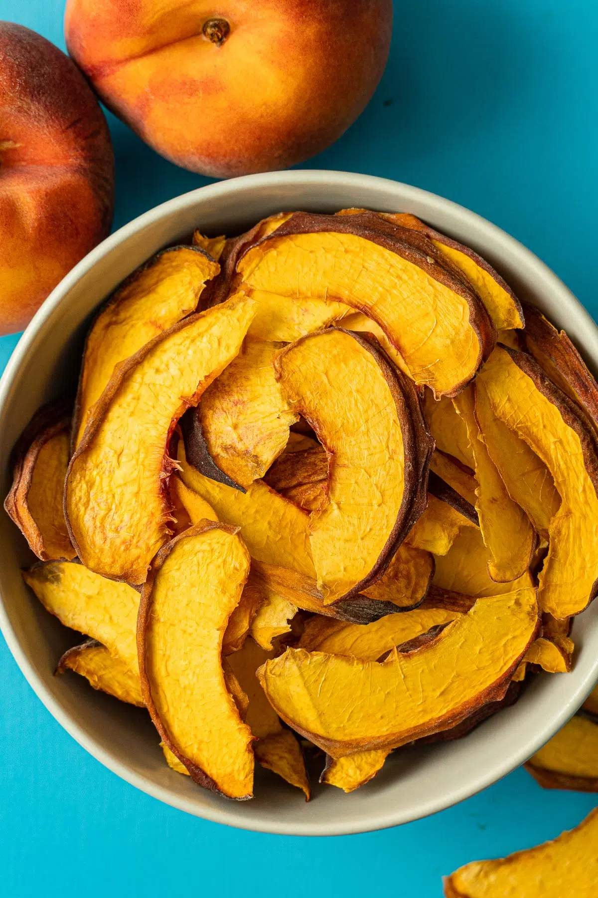 Dried peaches in a bowl