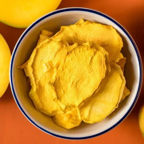 Dried mango in a bowl