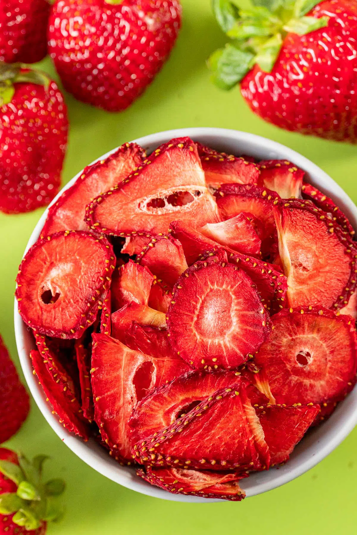 Dried strawberries in a bowl