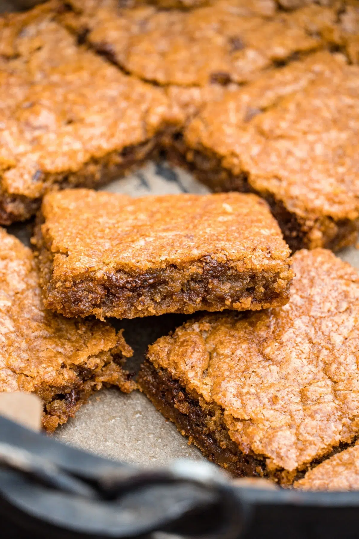 Blondie squares in a Dutch oven