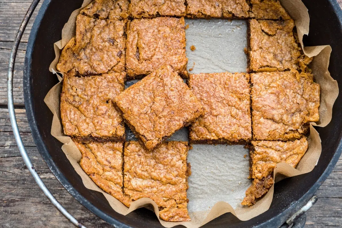 Blondie squares in a Dutch oven