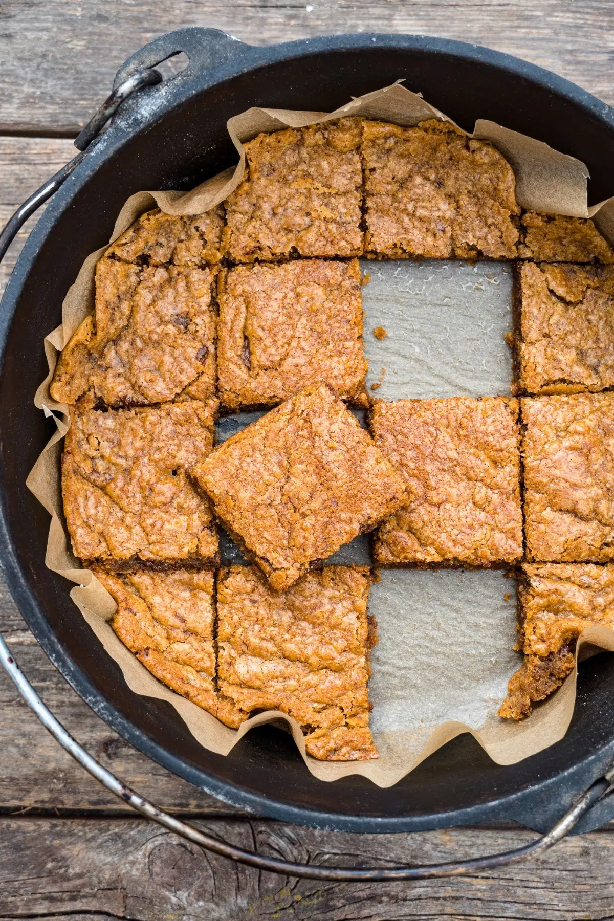 Blondie squares in a Dutch oven