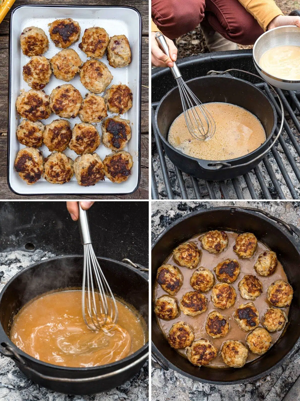 How to make turkey meatballs in a dutch oven steps 1-4