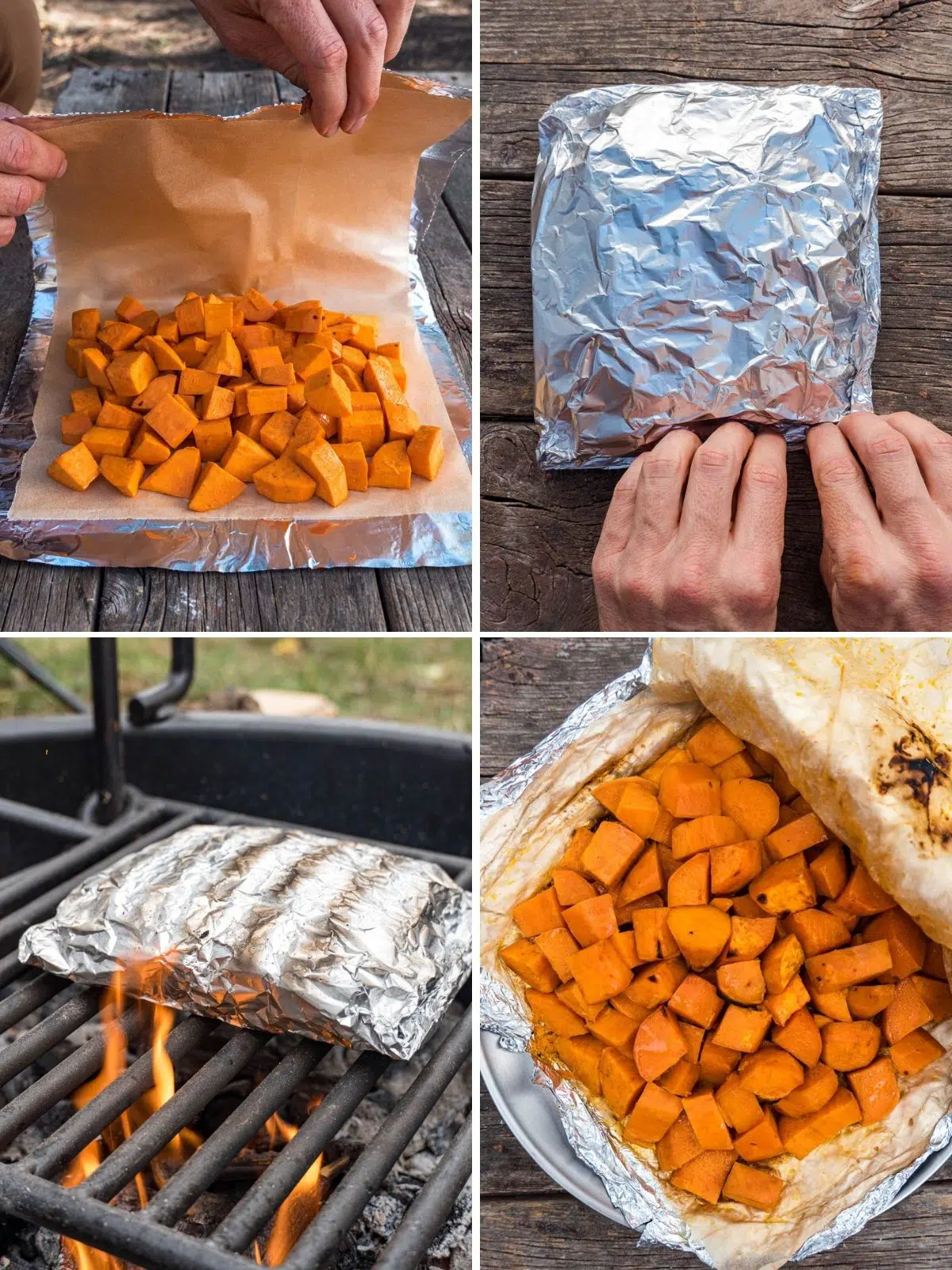 Foil packed mashed sweet potatoes steps 5-8