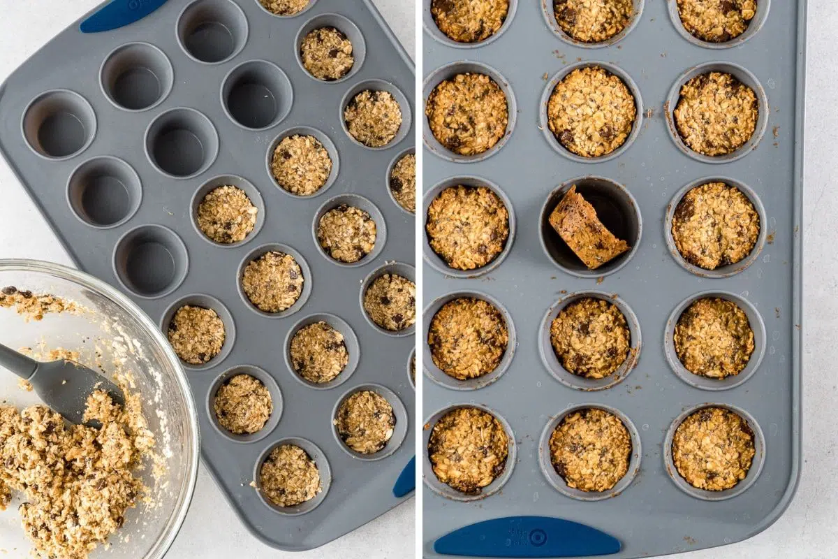 Granola bites in a mini muffin pan