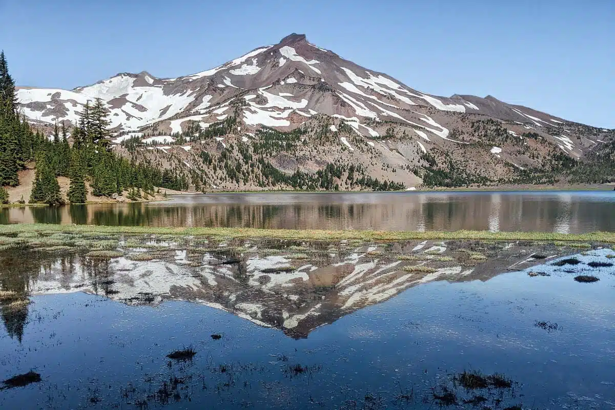 South Sister reflected into Green Lake