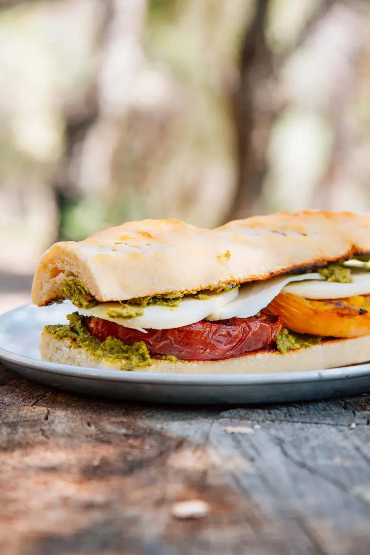 Grilled caprese sandwich on a plate