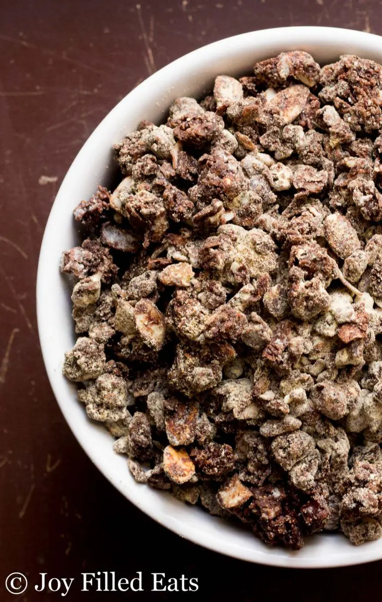 Muddy Buddy Trail Mix in a white bowl